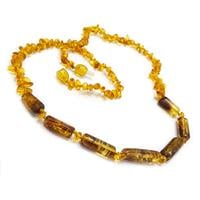 שרשרת ענברים בלטי מקורי לנשים צבע ירוק ודבש M2009