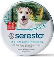 קולר סרסטו לכלב עד  ל 8 ק"ג נגד פרעושים וקרציות - BAYER SERESTO -8