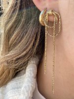 עגילי חבל לאסו עבה זהב