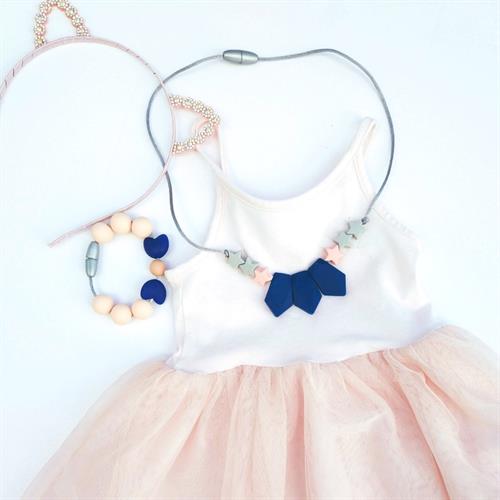 שרשרת סיליקון לילדות- מיני כחול ורוד