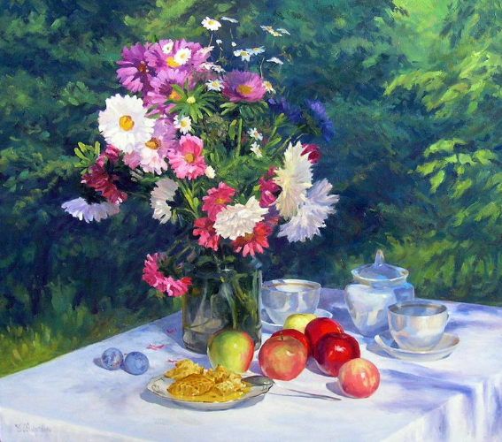 קריסטל אגרטל פרחים ופירות 30X40