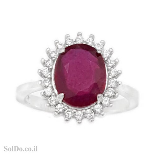 טבעת מכסף משובצת אבן רובי אדומה ואבני זרקון RG1713 | תכשיטי כסף 925 | טבעות כסף