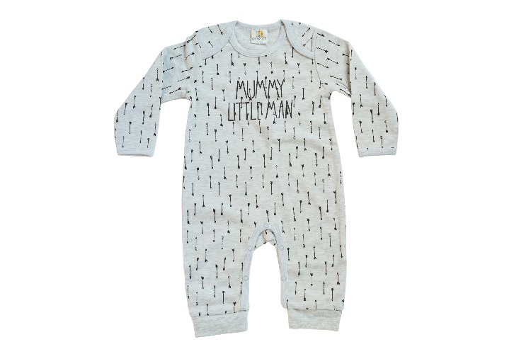 אוברול טריקו ארוך גבר קטן של אמא אפור מלאנג'