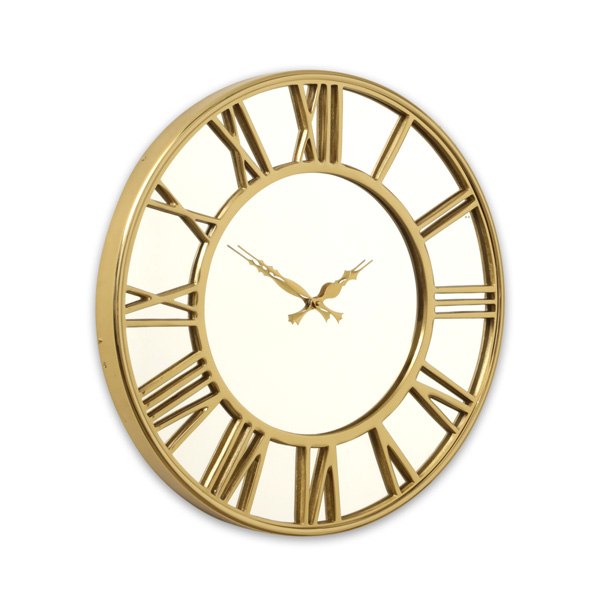 שעון קיר BRASSGOLD בשילוב מראה מפתח הפריט: 199407  מגיע בצבע: זהב מידות: 50X50