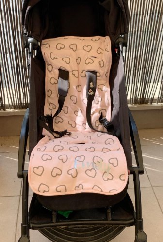 ריפודית דו צדדית איכותית- 100% כותנה עם שם התינוק - דגם ורוד לבבות