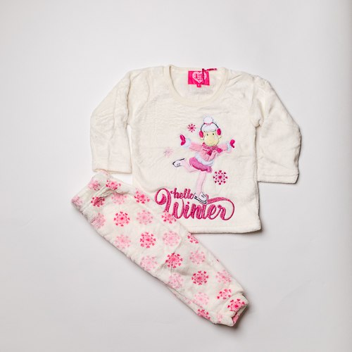 פיג'מת בנות פליז FIFI לבנה