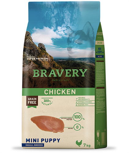 אוכל לגורים מגזע קטן Bravery ללא דגנים 7 ק"ג