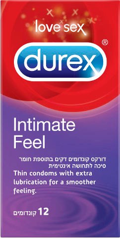 דורקס INTIMATE FEEL קונדומים דקים בתוספת חומר סיכה לתחושה אינטימית  12 יחידות