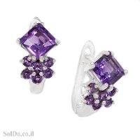 עגילים מכסף משובצים אבני אמטיסט סגול A9006 | תכשיטי כסף