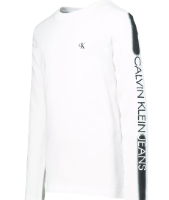 טישירט ארוכה לבנה CK לוגו בשרוול