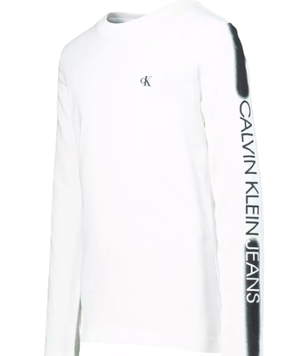 טישירט ארוכה לבנה CK לוגו בשרוול