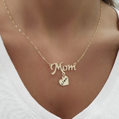 שרשרת MOM עם תליון לב דגם LA300