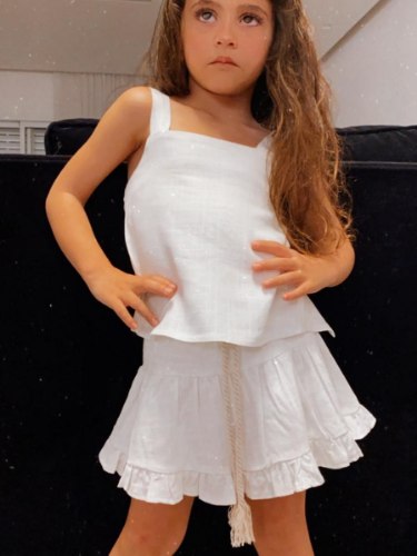 חליפת חצאית פפיון MISS KIDS לבן 2-16