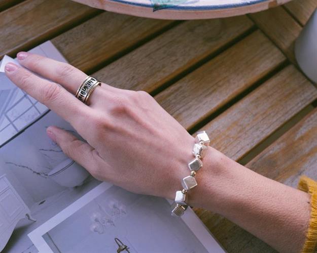 B-27 צמיד מעוין כסף וגולדפילד 14K