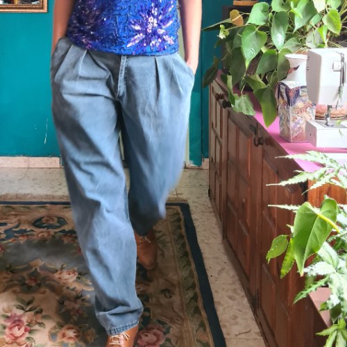 ג'ינס טורקיזי מדליק L/XL