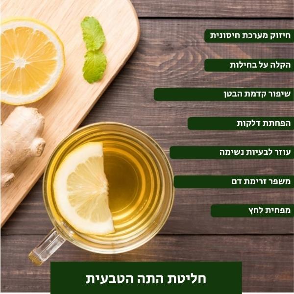 חליטת תה טבעית לניקוי רעלים דבש מאנוקה גינג׳ר ולימון