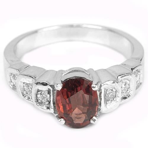 טבעת כסף משובצת גרנט אדום RG4089 | תכשיטי כסף 925