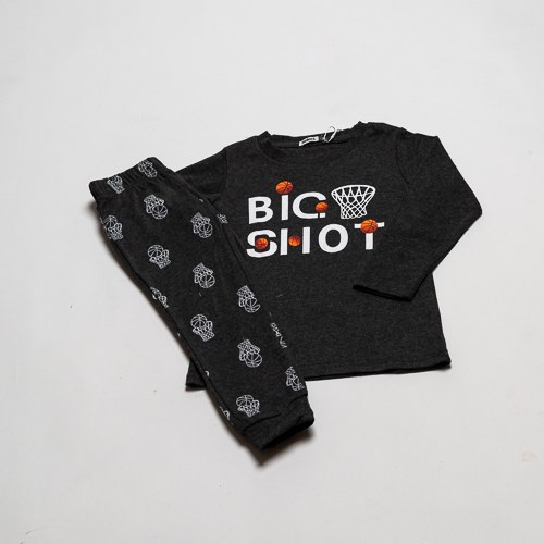 פיג'מת בנים אינטרלוק כדורסל שחורה