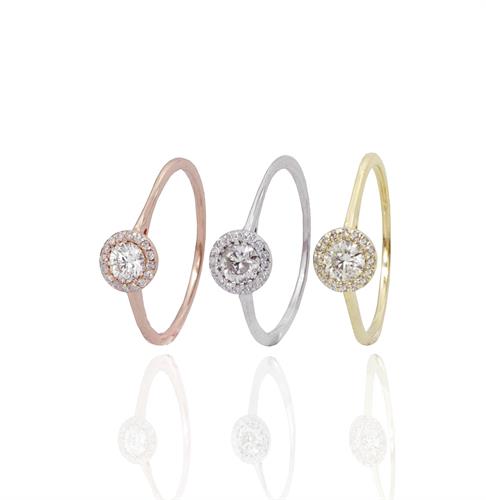 טבעת יהלומים 0.42 קראט בזהב 14 קראט