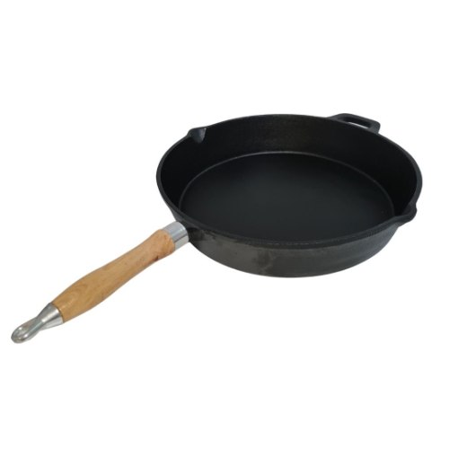 מחבת 32 ס"מ ידית עץ - משטח חלק