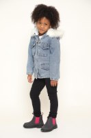 ג'קט ג'ינס פרווה בנות לבן