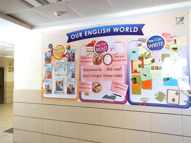 קיר תוכן פעיל ענק באנגלית לבית הספר | Giant Dynamic Wall Decoration