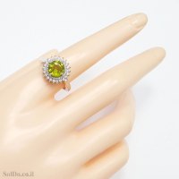 טבעת מכסף משובצת אבן פרידוט ואבני זרקון  RG1720 | תכשיטי כסף 925 | טבעות כסף