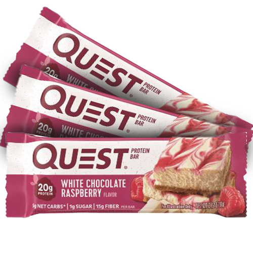 3 חטיפי חלבון שוקולד לבן עם פטל,  קווסט