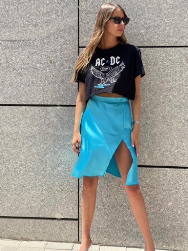 חצאית מיילי סאטן טורקיז