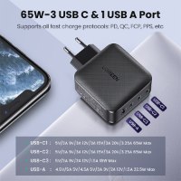 מטען UGREEN 65W GaN Charger Quick Charge Type C PD USB