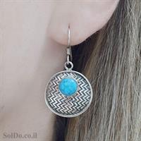 עגילים מכסף בשילוב אבני טורקיז A8749 | תכשיטי כסף | עגילי כסף