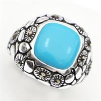 טבעת כסף משובצת אמייל תכלת RG6595