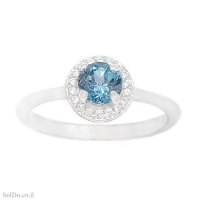 טבעת מכסף משובצת אבן טופז כחולה  ואבני זרקון RG1744 | תכשיטי כסף 925 | טבעות כסף