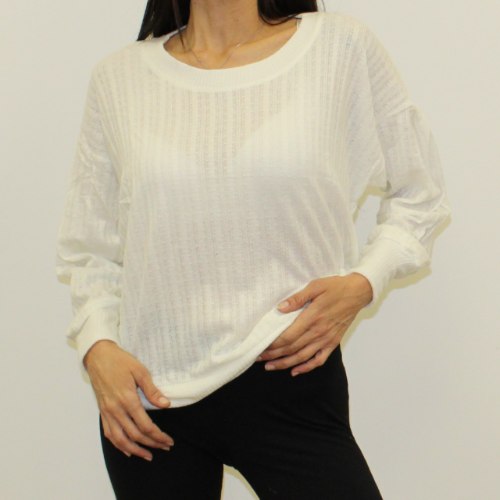 חולצה שרוול קפל מנג'ט לבן