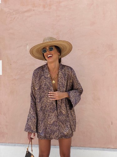 חליפת קימי הדפס חום