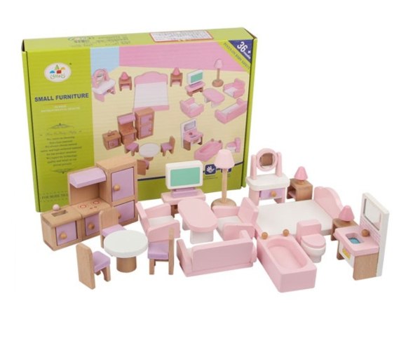 ערכת ריהוט לבית בובות מעץ 22 חלקים RITCO