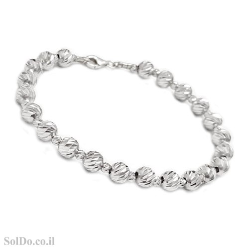 צמיד מכסף כדורים חריטת לייזר Z3159 | תכשיטי כסף 925 | צמידי כסף