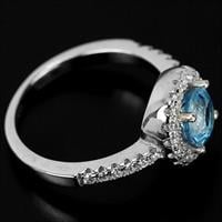 טבעת כסף משובצת טופז כחול וזרקונים RG5590 | תכשיטי כסף 925 | טבעות כסף