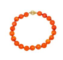 צמיד אבני חן לאישה עם מנעול זהב אבן קורל טבעית