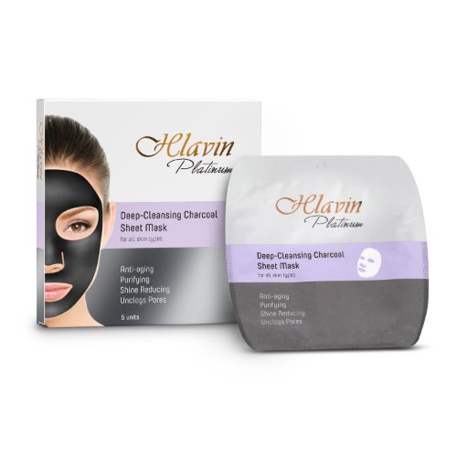 מסכת בד לניקוי פנים אינטנסיבי עם פחם  לכל סוגי העור 5 יחידות באריזה HLAVIN