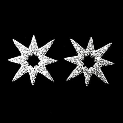 עגילי כסף כוכבים צמודים משובצים זרקונים A2920