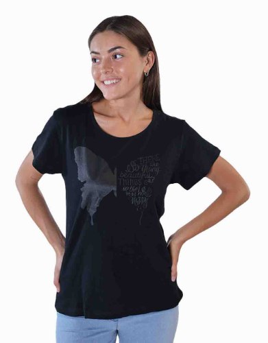 חולצת טריקו פרפר שחור