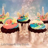 מיני מיני קאפקייק יוניקורן - אוזניים, קרן סט ל 6 יחידות, יוניקורן יום הולדת.