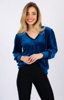 חולצת קטיפה אליאנה כחול/שחור