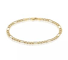 צמיד חוליות איטלקי │ צמיד פיגרו חוליות דק לגבר│ רוחב 2.4 ממ בזהב צהוב 14 קרט