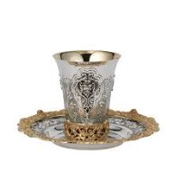 סט קידוש גביע + צלחת כסף טהור דגם Oro Argento