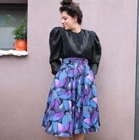 חצאית כותנה בהדפס אבסטרקטי מידה S/M