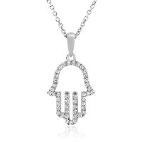 שרשרת ותליון חמסה זהב 14 קראט 0.18 קראט יהלומים 810893 - מחיר מבצע! 