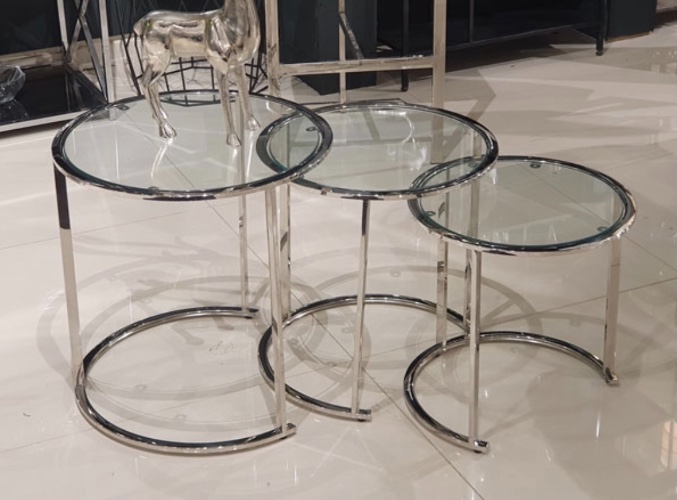 סט 3 שולחנות נירוסטה