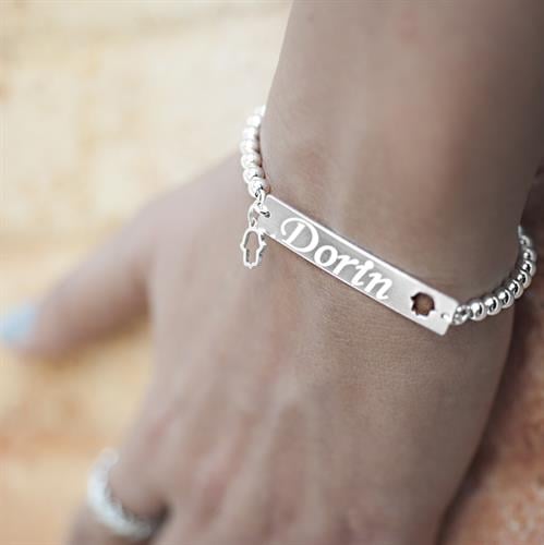 צמיד פלטה מלבנית דגם dorin וחמסה